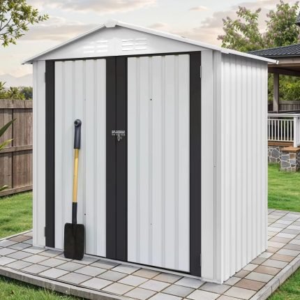 6' X 4' Outdoor Metal Storage Shed,Large Tools Storage Shed,Heavy Duty with Lockable Double Doors & Air Vent for Backyard,Patio