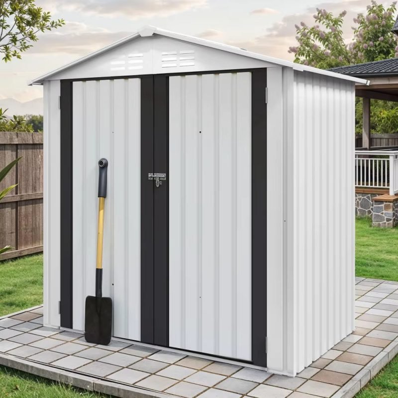 6' X 4' Outdoor Metal Storage Shed,Large Tools Storage Shed,Heavy Duty with Lockable Double Doors & Air Vent for Backyard,Patio
