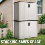 Outdoor Horizontal Storage Sheds 27 Cu.Ft Resin Large Storaged Box Weather Resistance, without Shelf, Easy to Assemble