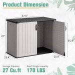 Outdoor Horizontal Storage Sheds 27 Cu.Ft Resin Large Storaged Box Weather Resistance, without Shelf, Easy to Assemble