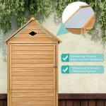 Outdoor Storage Shed for Garden Tools, Wooden Patio Shed with Gable Roof and Metal Latches