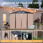6X8 FT Shed Outdoor Storage Shed with Floor Metal Tool Shed with Door and Lock Outdoor Shed for Garden, Backyard, Poolside,Patio