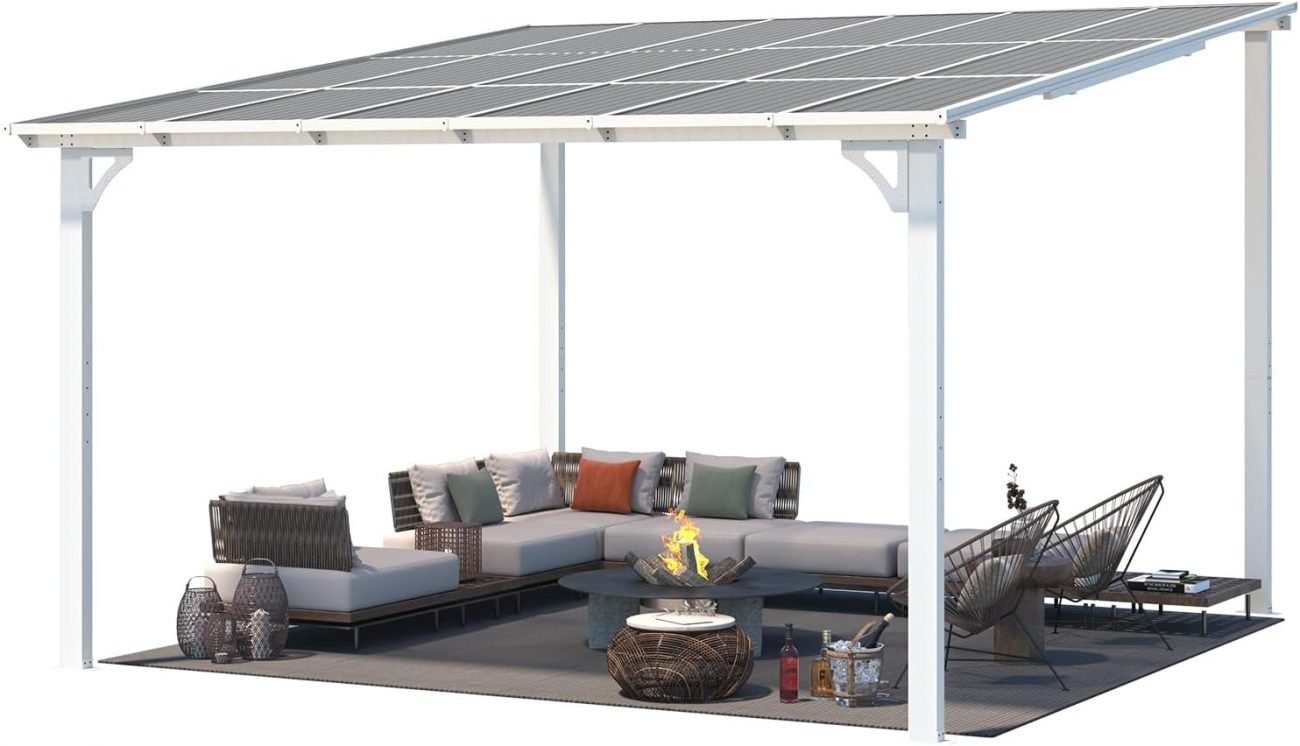 Aecojoy 12 ft x 12 ft White Aluminum Pergola with Canopy image 1