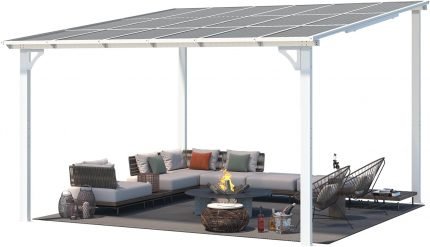 Aecojoy 12 ft x 12 ft White Aluminum Pergola with Canopy image 1