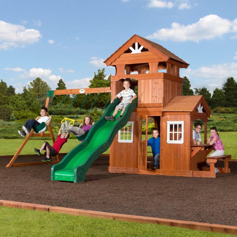 Backyard Discovery Shenandoah Cedar Wood Swing Set Slide image 0