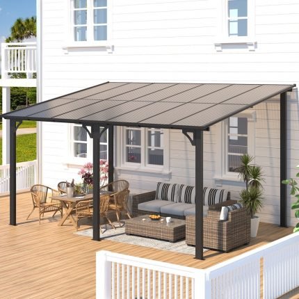 Aecojoy 10 ft. x 14 ft. Dark Gray Aluminum Patio Cover image 0