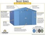 Arrow Select 10′ x 12′ Outdoor Lockable Steel Storage Shed Building, Charcoal image 5
