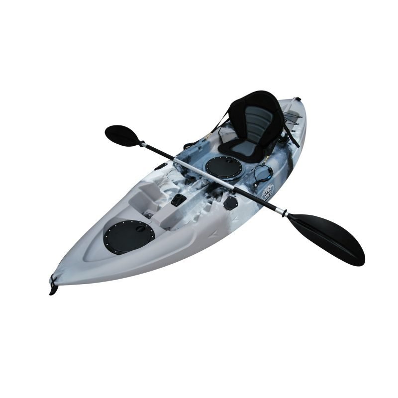 Brooklyn Kayak UH-FK184-GRY 9 ft. 2 in. Sit on Top Single Fishing Kayak Seat And Paddle – Grey Camo image 0