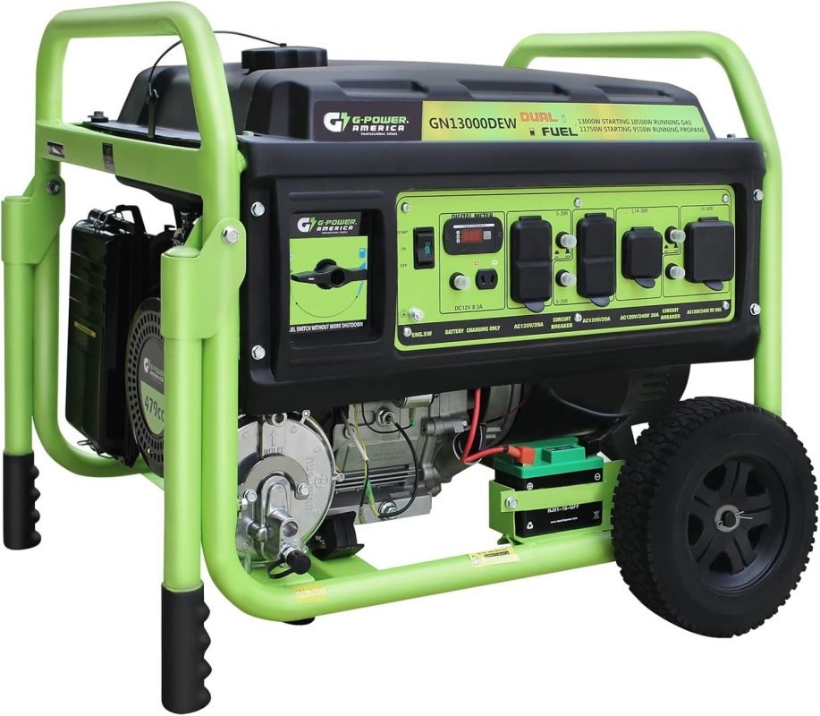 13,000W Dual Fuel Portable Generator, Powered by Gas or Propane, Electric Start, Home Backup & RV Ready image 0
