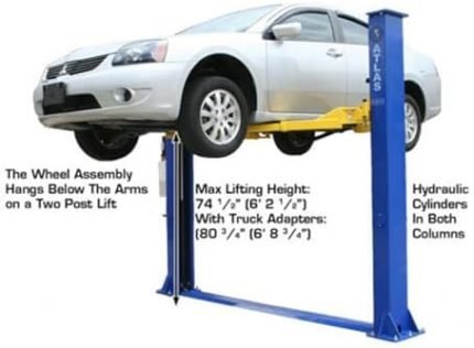 ATLAS Automotive Equipment 9KBPX 2-Post Lift/Hoist, Baseplate Style, 9’6″ Minimum Ceiling Height, 9,000lb Capacity, Symmetric Arms, Dual Hydraulic Chain Drive Cylinders, for Low Ceiling Home Use image 1