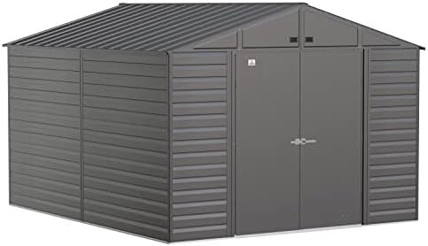 Arrow Select 10′ x 12′ Outdoor Lockable Steel Storage Shed Building, Charcoal image 0