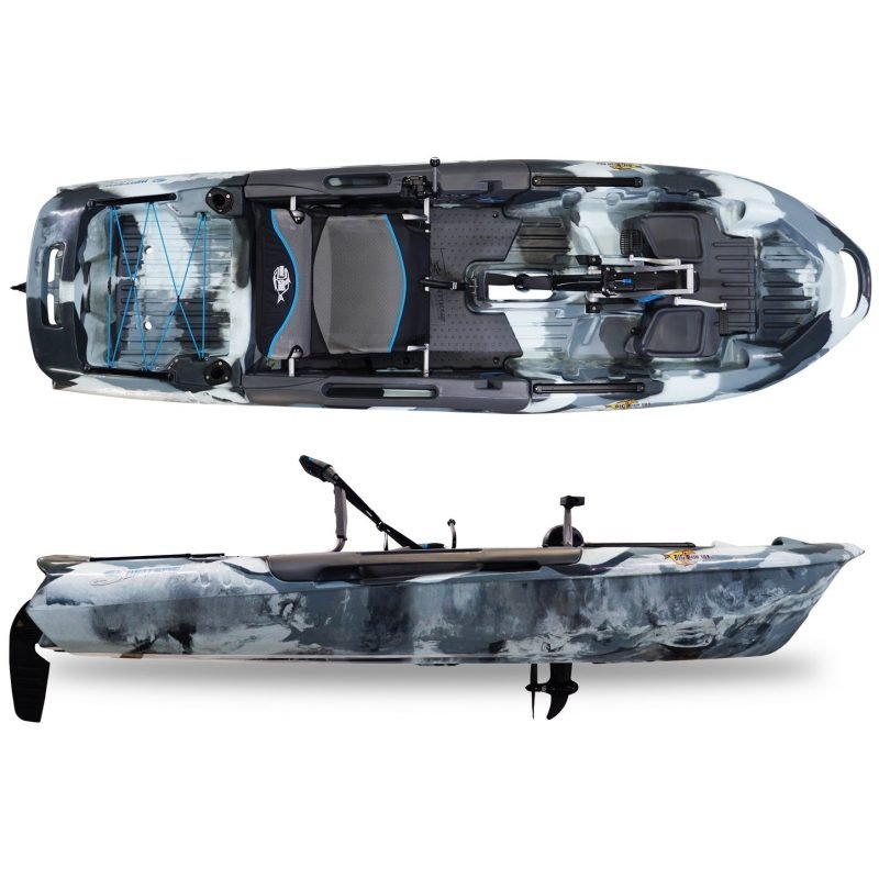 3 Waters Big Fish 108′ Length Urban Camo Pro Fish Pedal Drive Cathedral Hull image 0